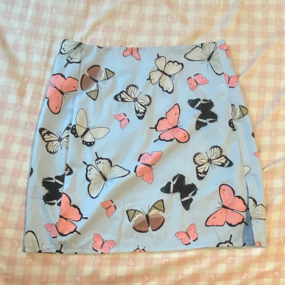 SHEIN teen small butterfly light blue skirt